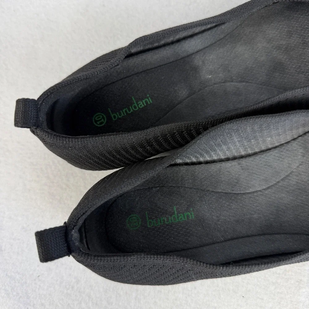 Burudani Black Knit‎ Square Toe Ballet Flats Womens US 10 UK 8 Casual Office